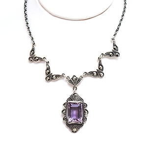 Marcasite and Amethyst Victorian-style Necklace